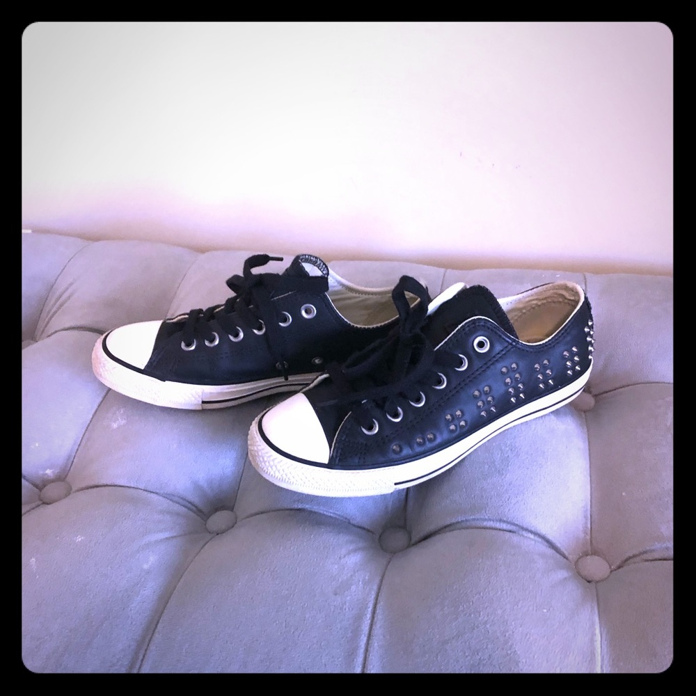 Converse Leather & Spikes (Kids 4.5/ Womens 6.5/7)